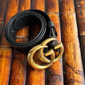 Gucci Belt black with Gold GG - authentic and in good condition.